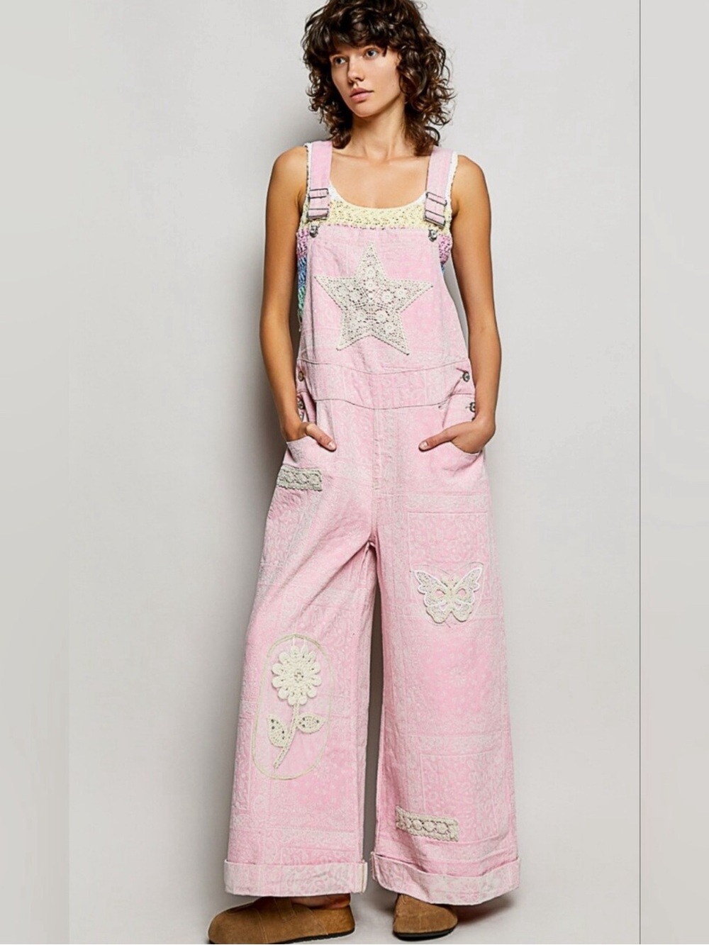 POL Bandanna Crochet Overalls - Picture 3 of 6